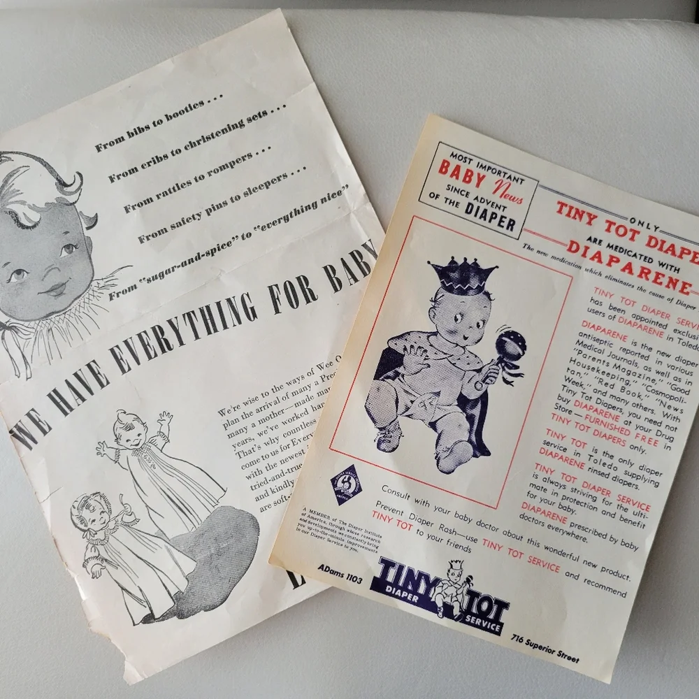 Vintage Baby Diaper Tiny Tot Ephemera ~ Baby Shower ~ Scrapbook ~ Crafts ~ FINAL